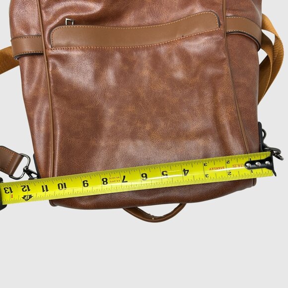 Unisex Cheruty Brown Faux Leather Backpack- Adjustable Straps Zipper Closures - Picture 9 of 10